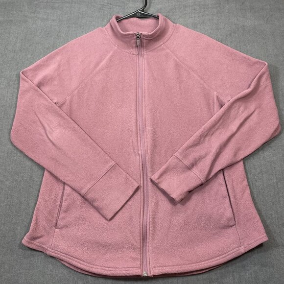 Old Navy Active Womens Go-Dry Pink Full-Zip Fleece Sweater Jacket Large - Picture 1 of 11